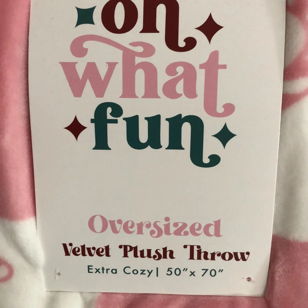 OH WHAT FUN!! Pink Candy Cane Plush Throw Blanket